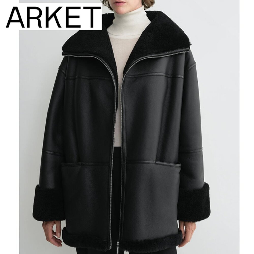 Arket Black Shearling Jacket